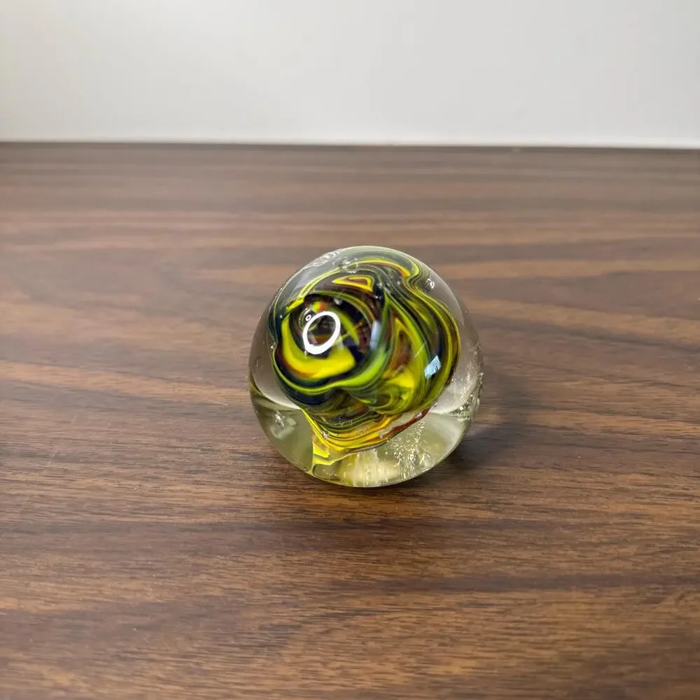 Vintage Swirl Design Art Glass Paperweight